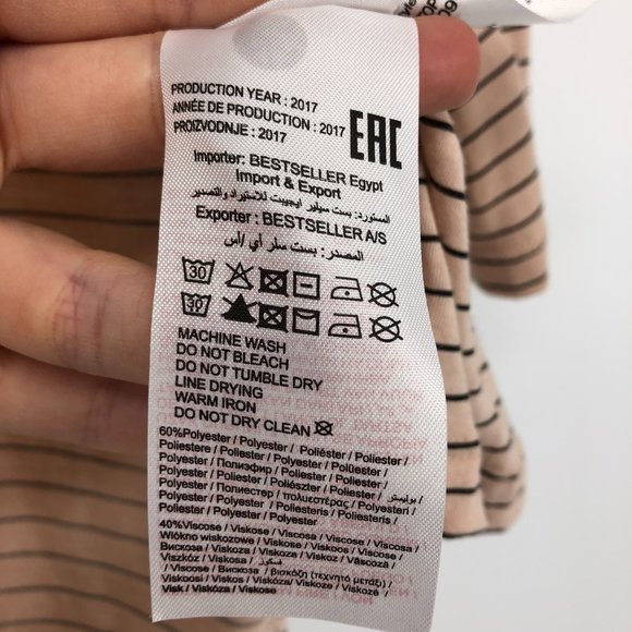 Jacqueline De Yong pale pink striped 3/4 sleeve t-shirt - Picture 4 of 14